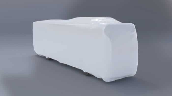 Bespoke shaped polythene cover covering a bus